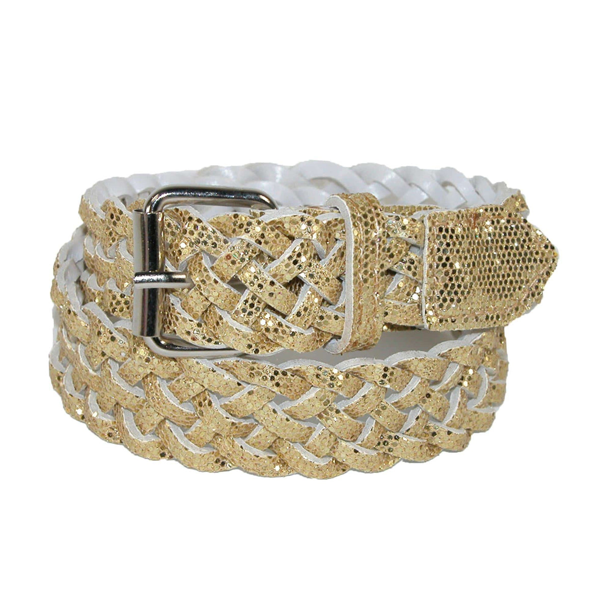 CTM® Girls' 3/4 Inch Wide Metallic Braided Belt
