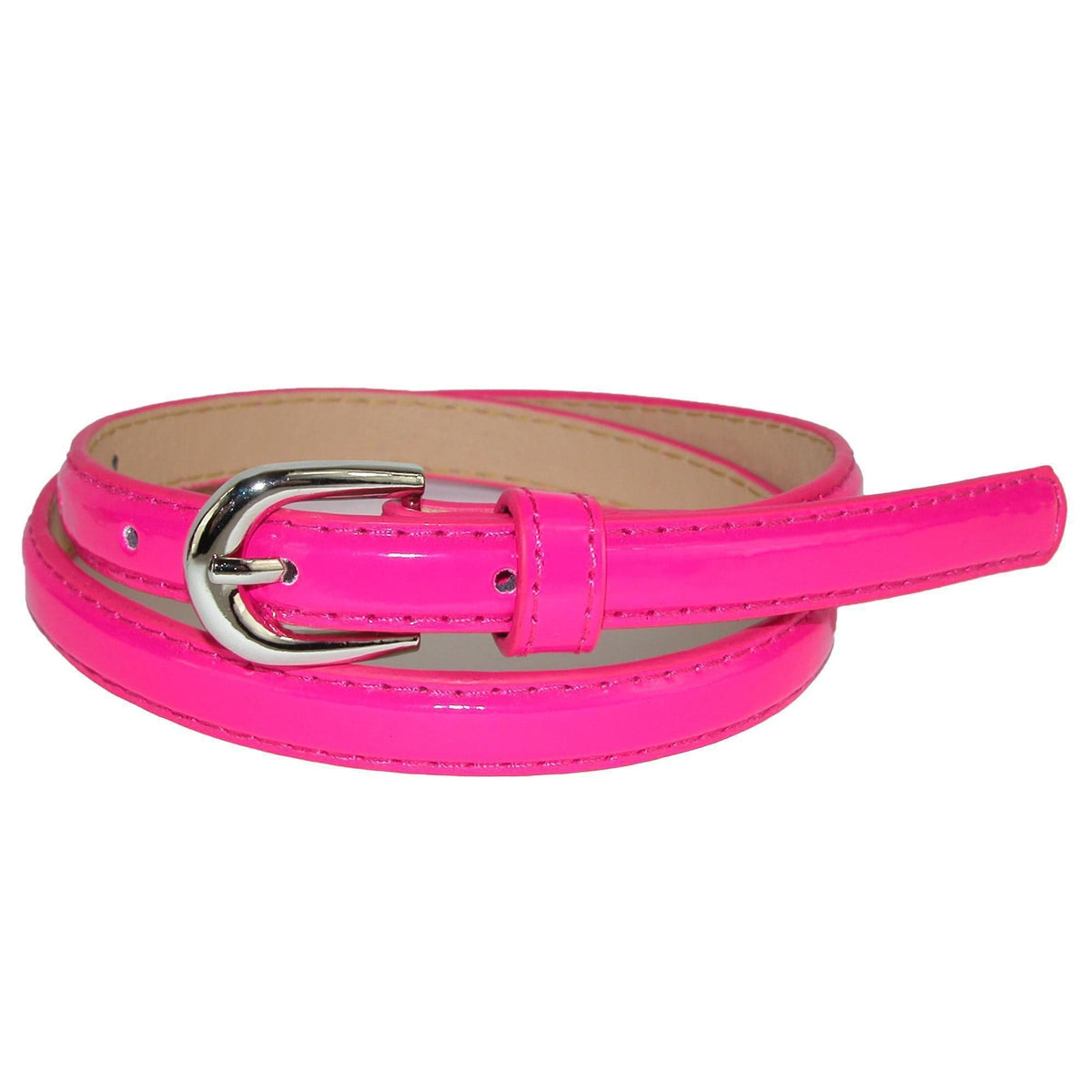 CTM® Kid's 1/2 Inch Skinny Dress Belt (Pack of 2 Colors) - Black and Dark Pink