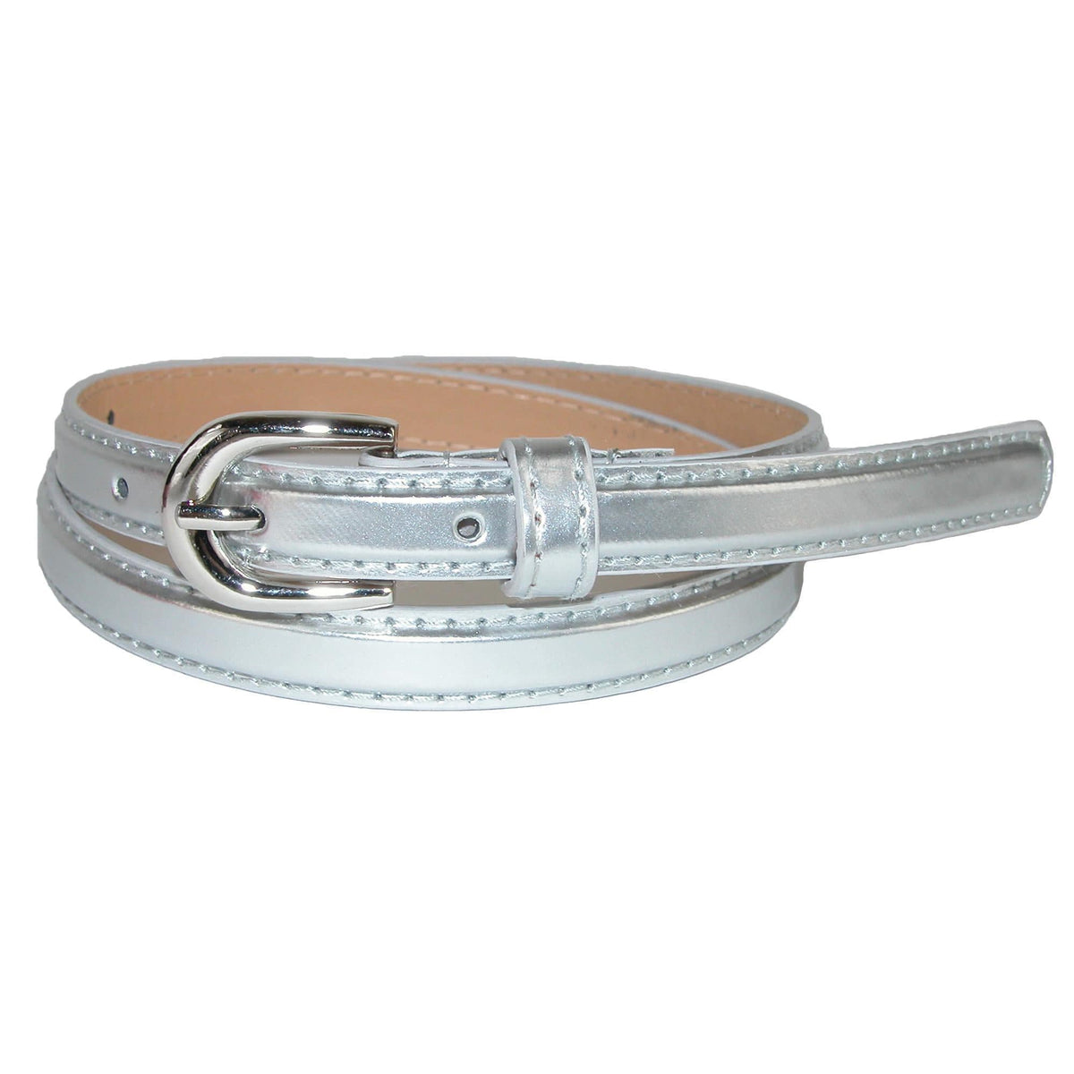 CTM® Kid's 1/2 Inch Skinny Dress Belt (Pack of 2 Colors) - Black and Silver