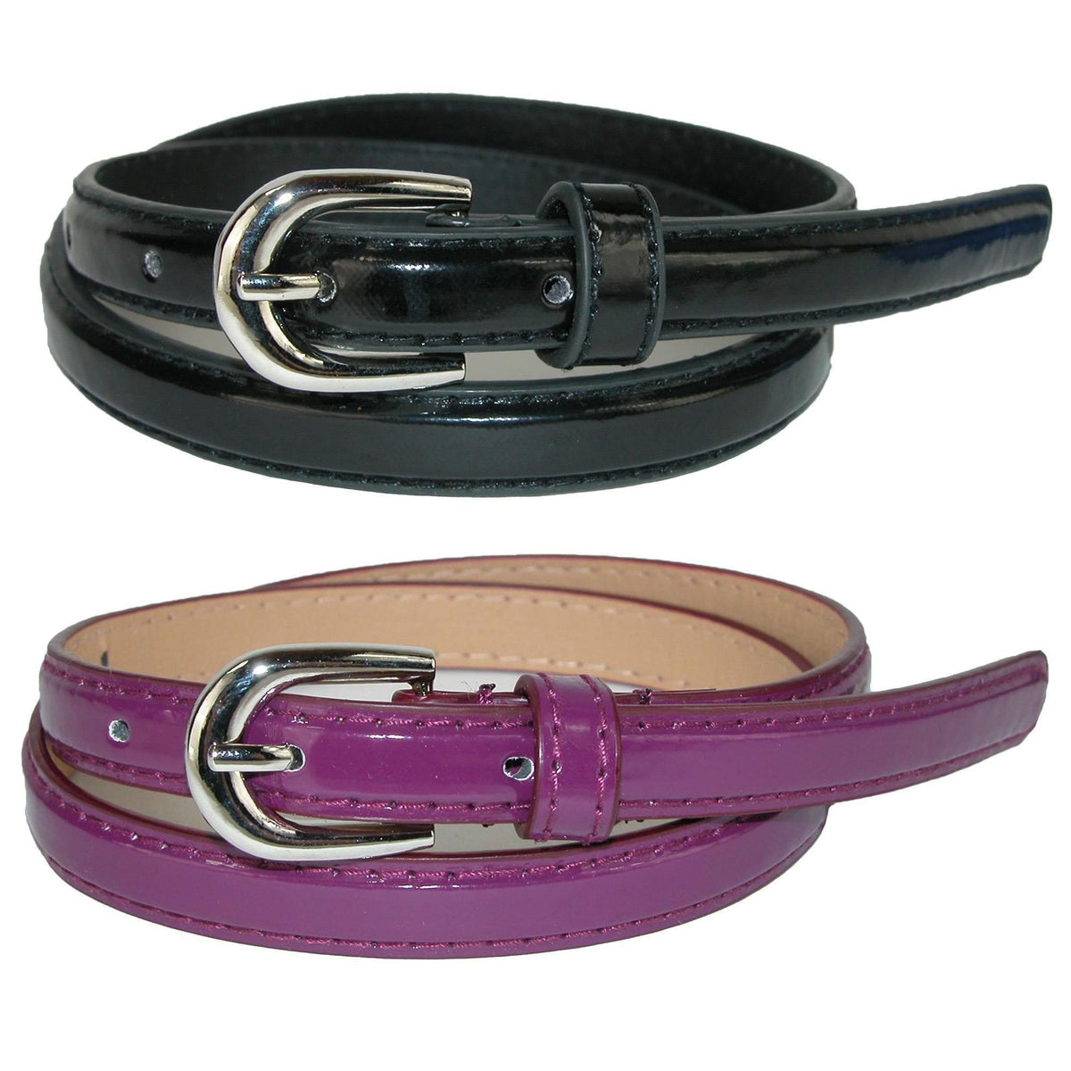 CTM® Kid's 1/2 Inch Skinny Dress Belt (Pack of 2 Colors) - Kid's 1/2 Inch Skinny Dress Belt (Pack of 2 Colors)
