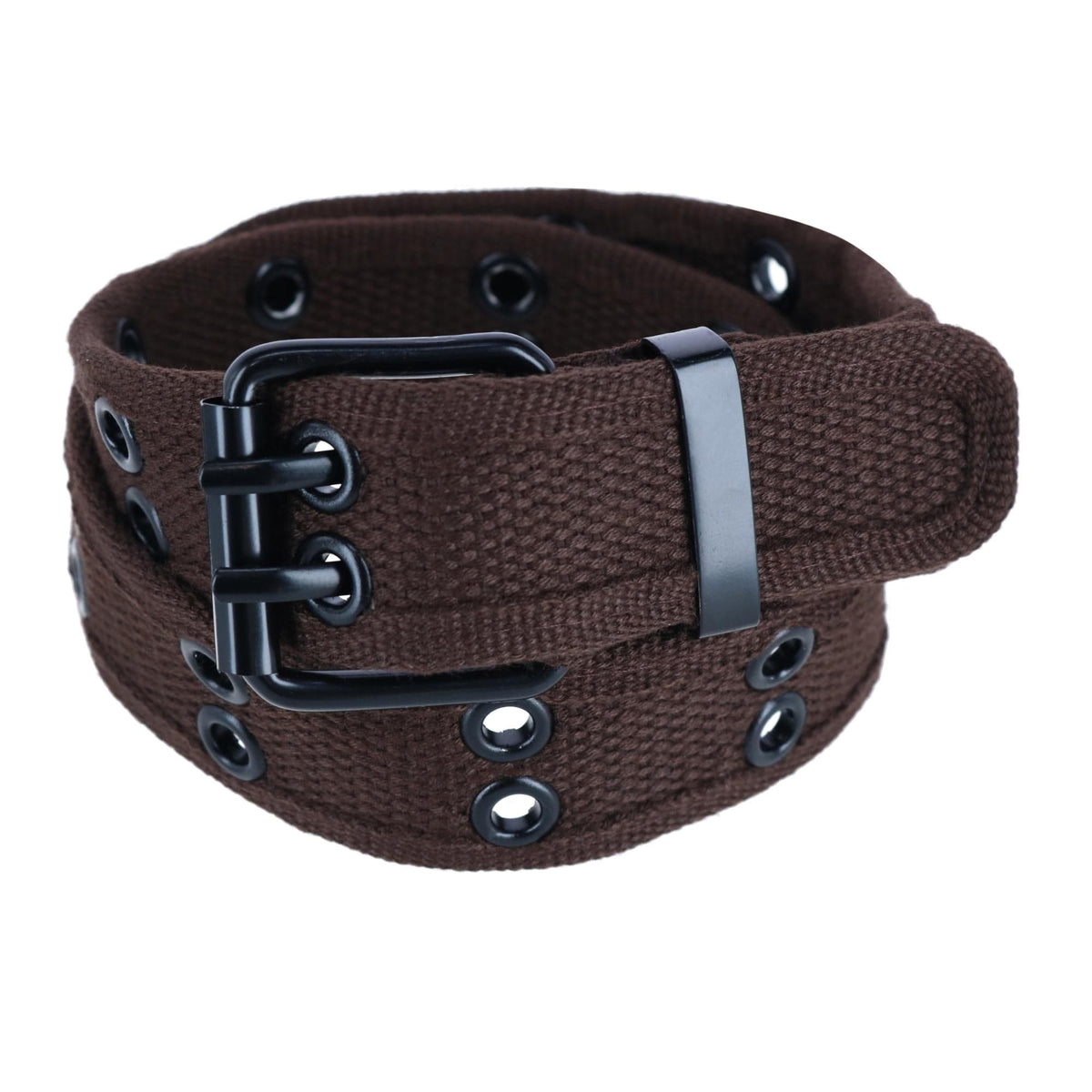 CTM® Kids 2 Hole Roller Buckle Canvas Belt - Brown