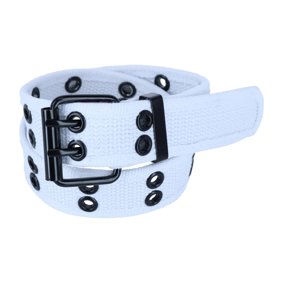 CTM® Kids 2 Hole Roller Buckle Canvas Belt - White