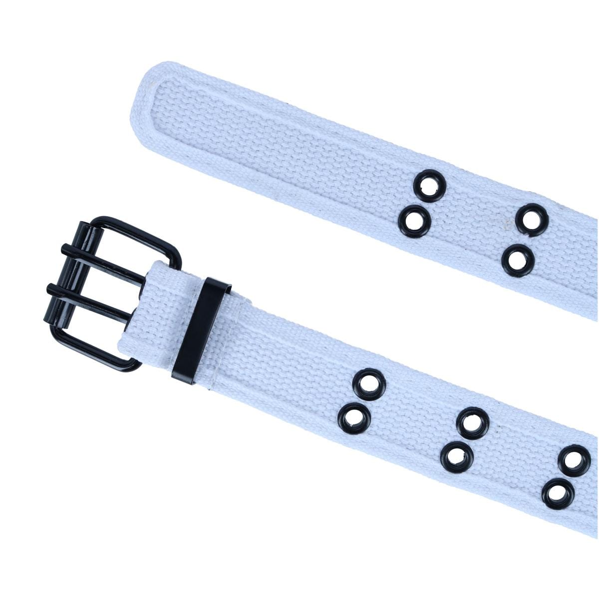 CTM® Kids 2 Hole Roller Buckle Canvas Belt - White