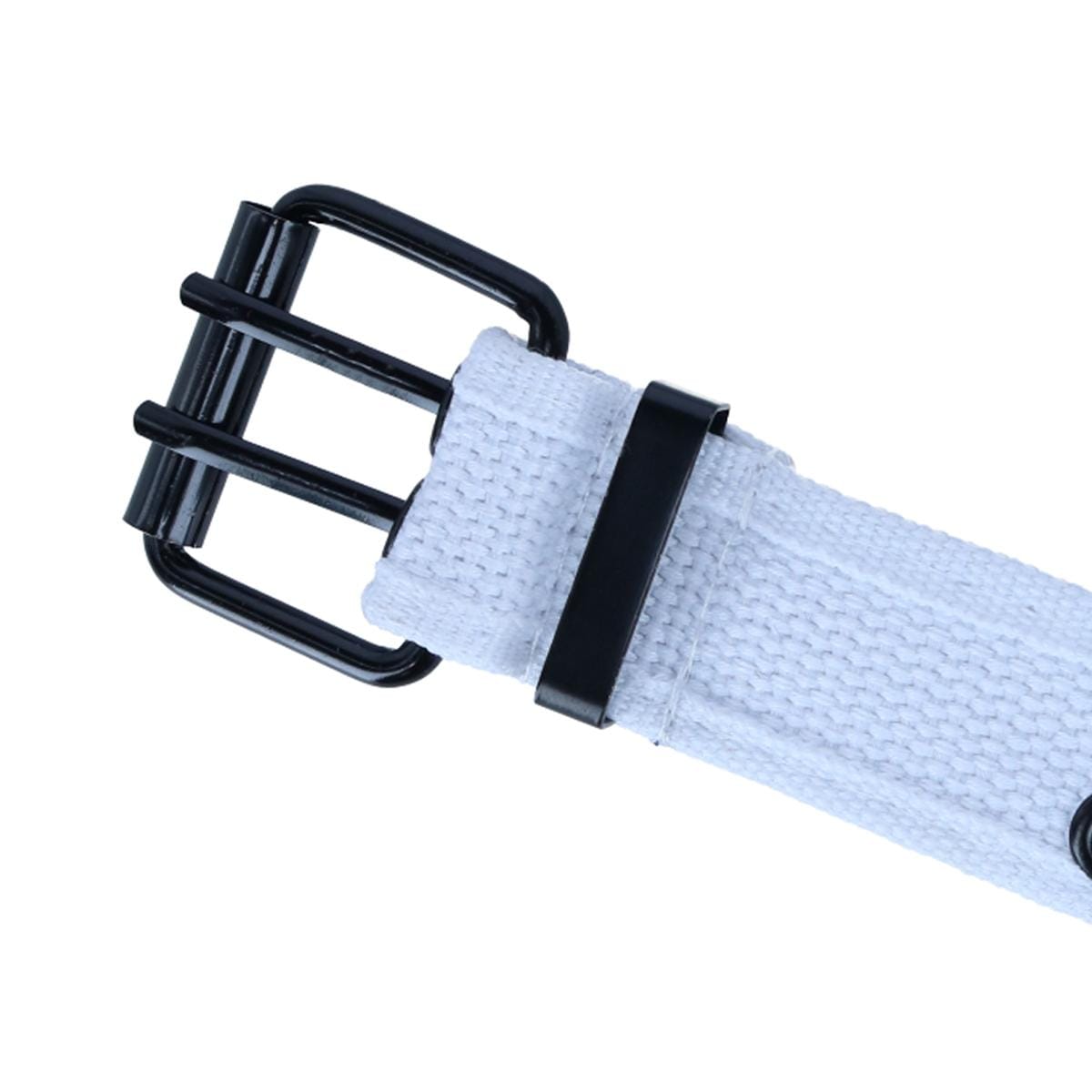 CTM® Kids 2 Hole Roller Buckle Canvas Belt - White