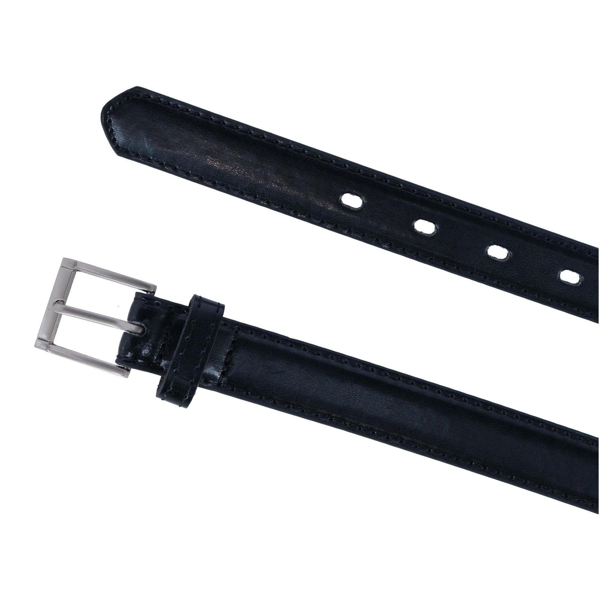 CTM® Kid's Leather 1 inch Dress Belt with Square Buckle - Black