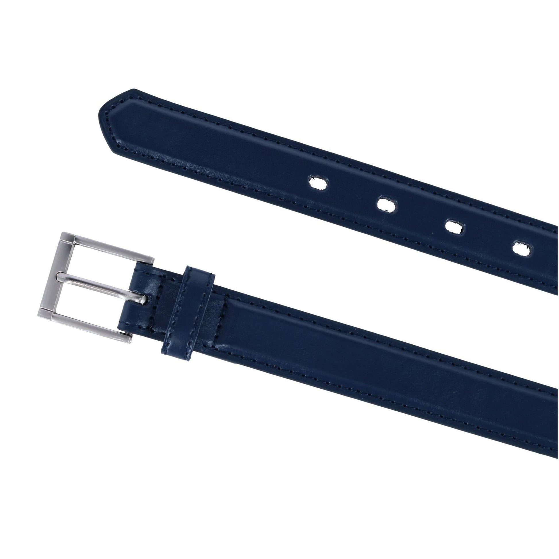CTM® Kid's Leather 1 inch Dress Belt with Square Buckle - Navy
