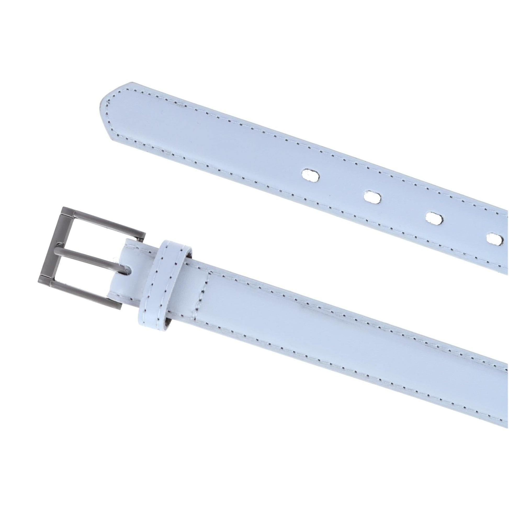 CTM® Kid's Leather 1 inch Dress Belt with Square Buckle - White