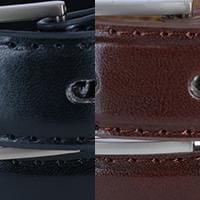 CTM® Kid's Leather 1 inch Dress Belt with Square Buckle (Pack of 2) - Black & Brown
