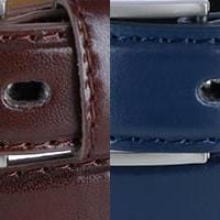 CTM® Kid's Leather 1 inch Dress Belt with Square Buckle (Pack of 2) - Brown & Navy