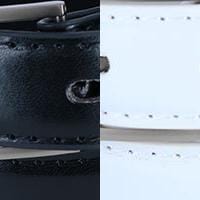 CTM® Kid's Leather 1 inch Dress Belt with Square Buckle (Pack of 2) - Black & White