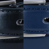 CTM® Kid's Leather 1 inch Dress Belt with Square Buckle (Pack of 2) - Black & Navy