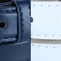 CTM® Kid's Leather 1 inch Dress Belt with Square Buckle (Pack of 2) - Navy & White