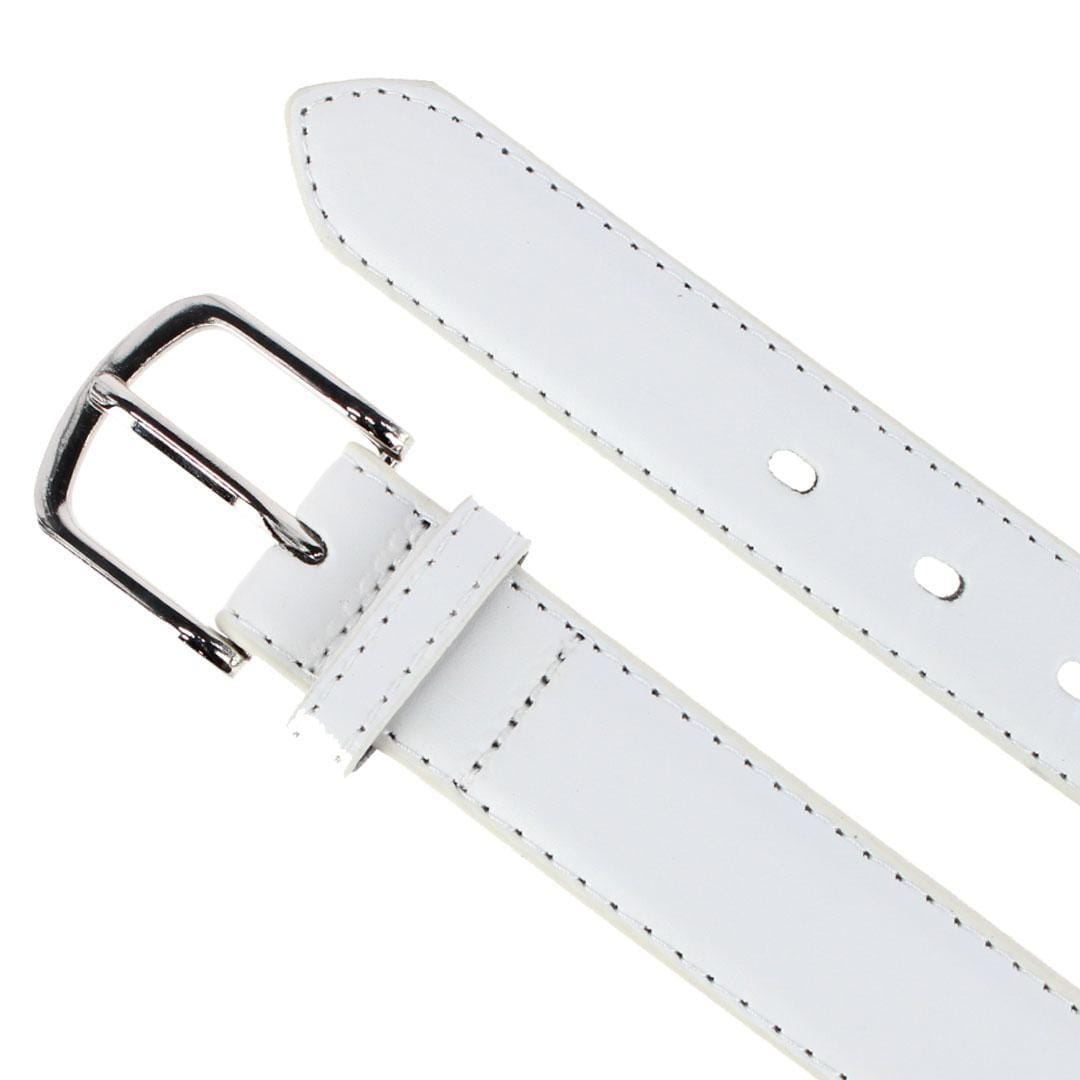 CTM® Boy's Casual Basic Leather Belt - White