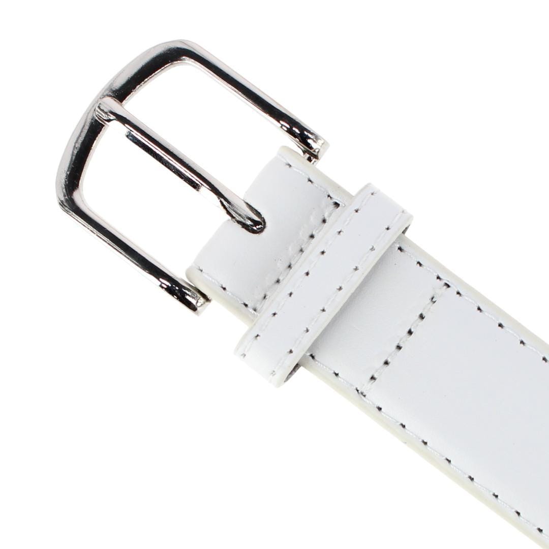 CTM® Boy's Casual Basic Leather Belt - White