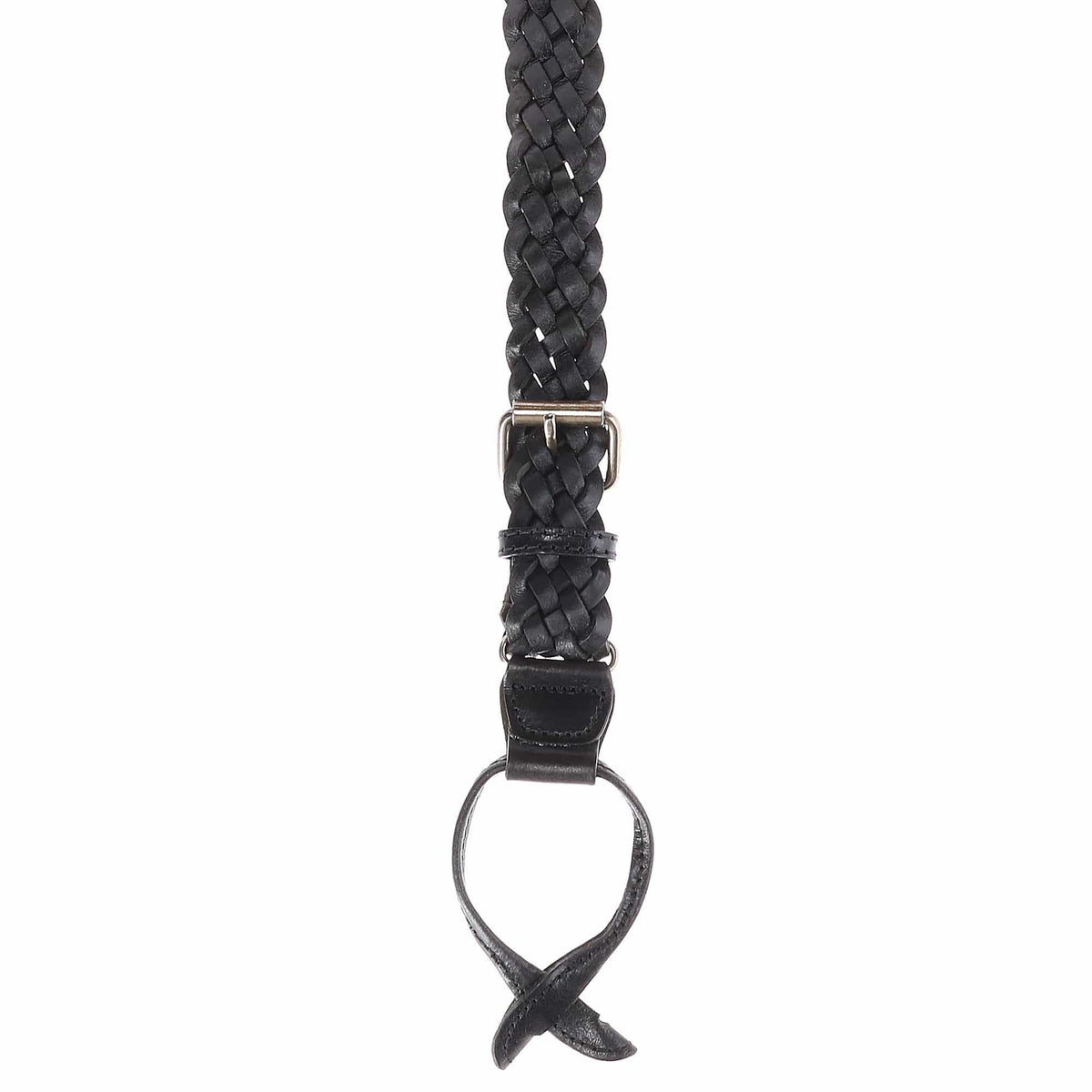 The British Belt Company Men's Leather Turner Braided Button-end Suspenders - Black