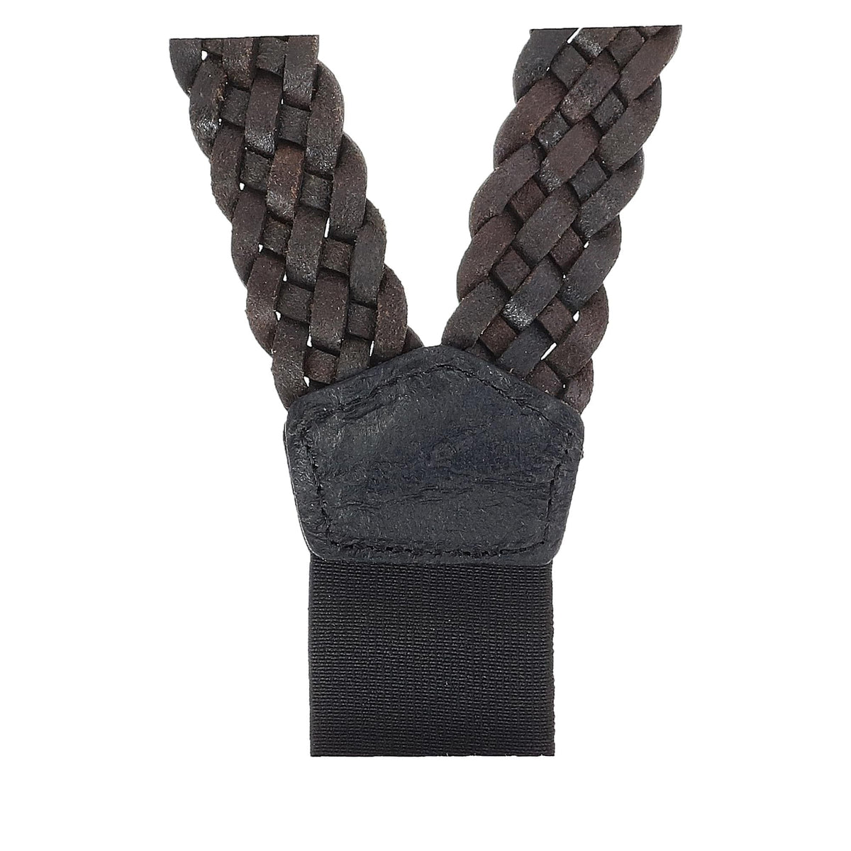 The British Belt Company Men's Leather Turner Braided Button-end Suspenders - Black