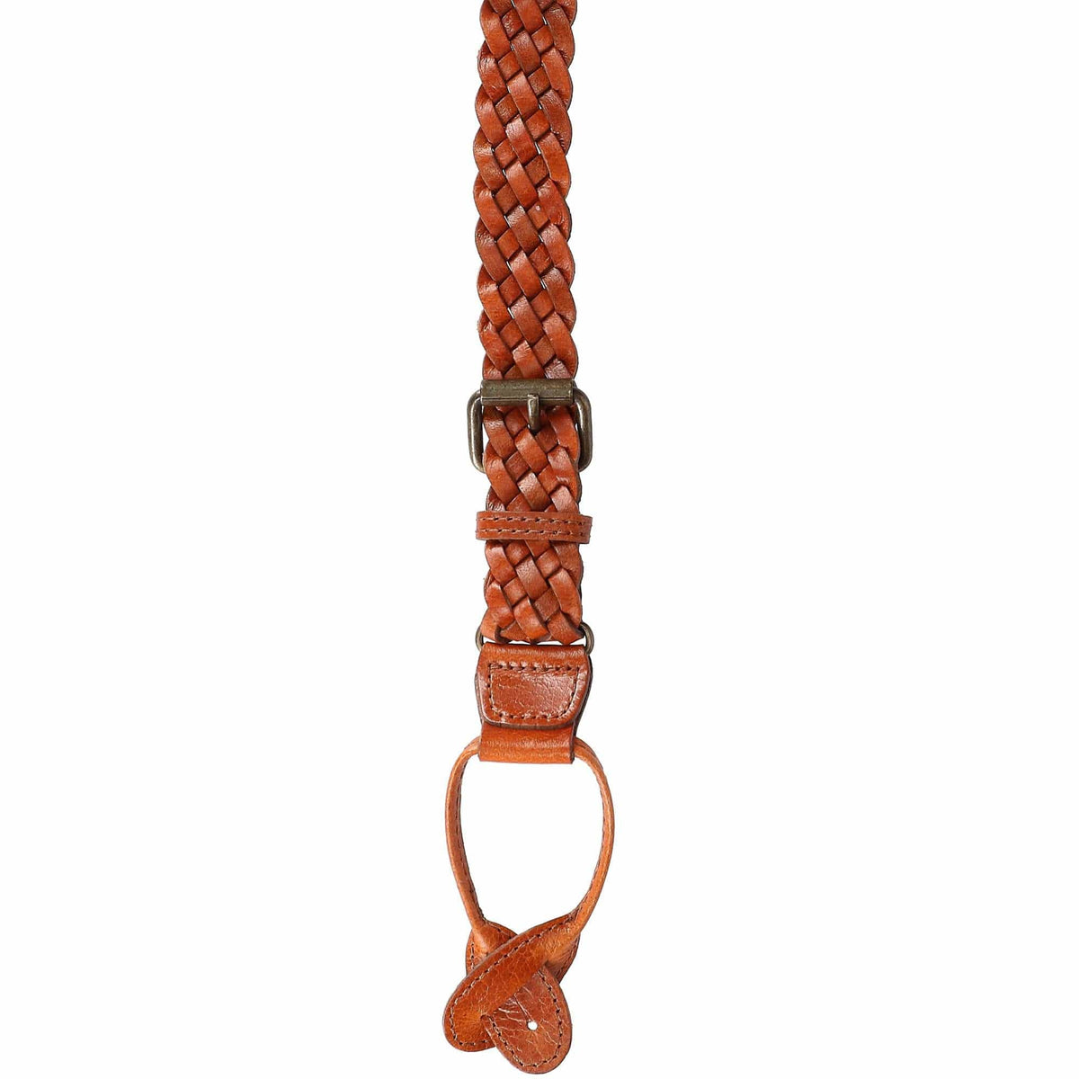 The British Belt Company Men's Leather Turner Braided Button-end Suspenders - Tan