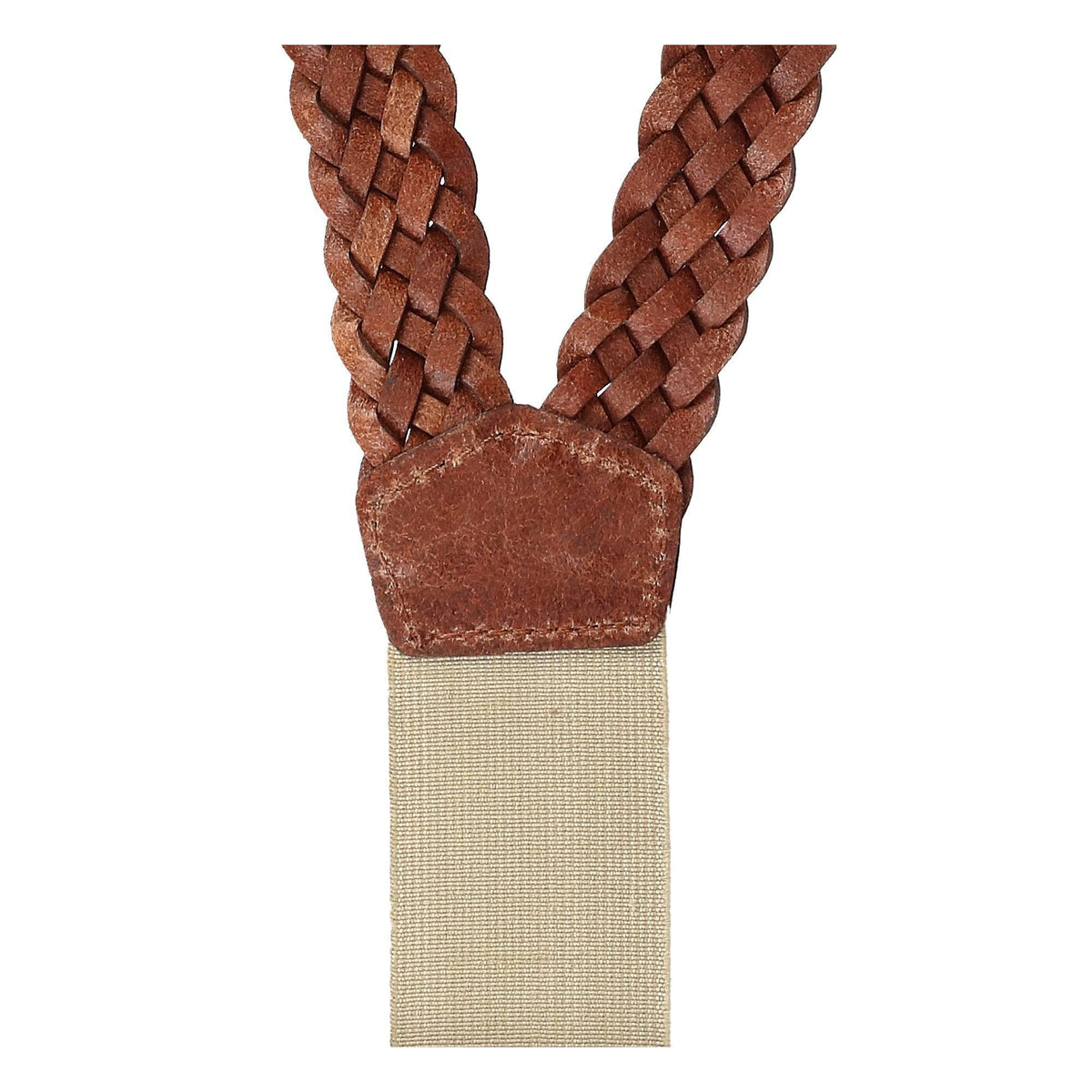 The British Belt Company Men's Leather Turner Braided Button-end Suspenders - Tan