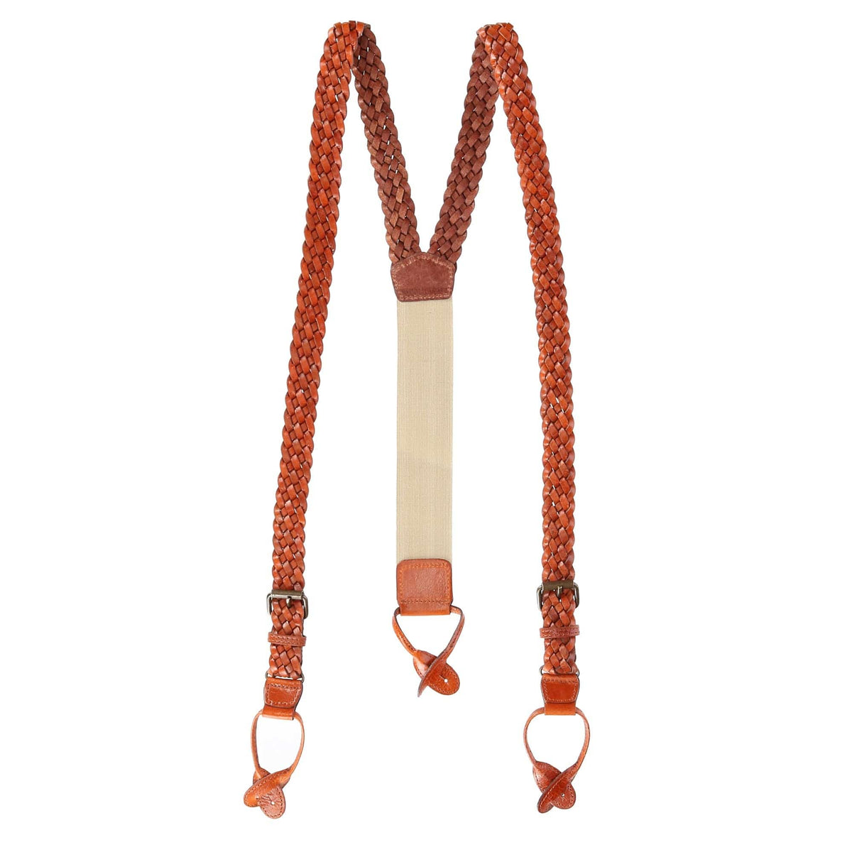 The British Belt Company Men's Leather Turner Braided Button-end Suspenders - Men's Leather Turner Braided Button-end Suspenders