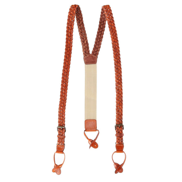 Men's Leather Turner Braided Button-end Suspenders