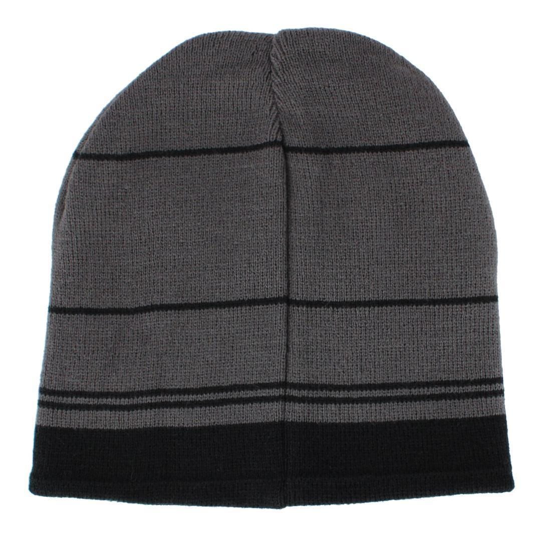 Grand Sierra Men's Reversible Stripe to Solid Winter Beanie Hat - Black