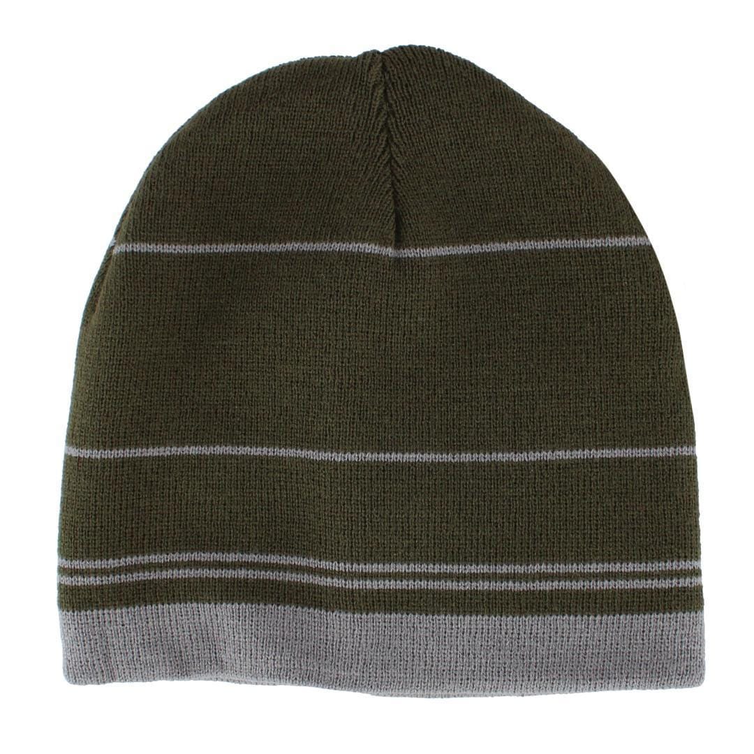 Grand Sierra Men's Reversible Stripe to Solid Winter Beanie Hat - Gray