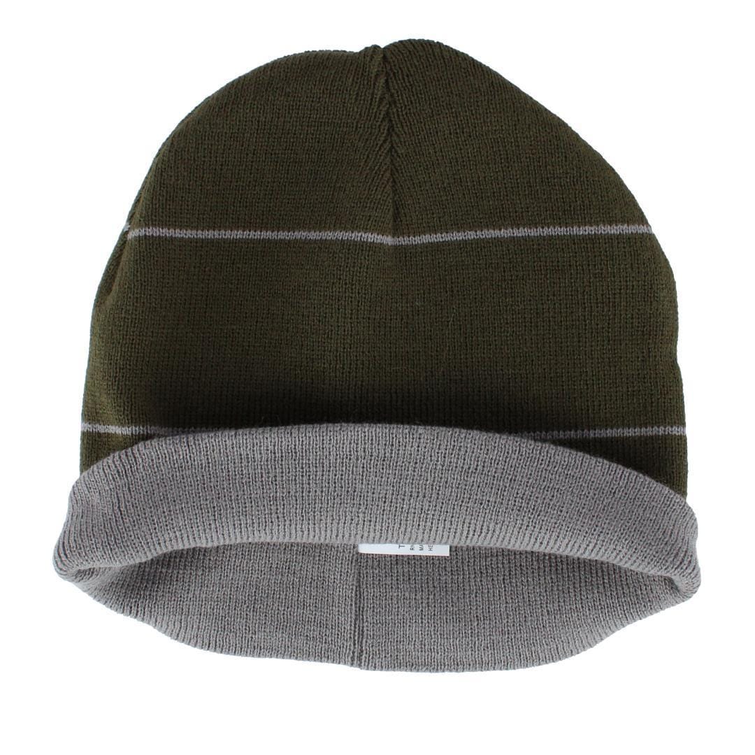 Grand Sierra Men's Reversible Stripe to Solid Winter Beanie Hat - Gray