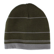 Men's Reversible Stripe to Solid Winter Beanie Hat