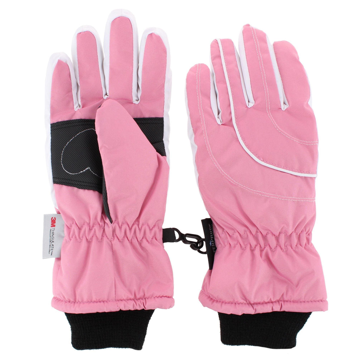 Grand Sierra Girl's 4-6 Waterproof Taffeta Winter Ski Gloves - Pink