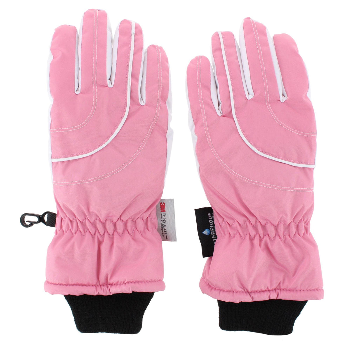 Grand Sierra Girl's 4-6 Waterproof Taffeta Winter Ski Gloves - Pink