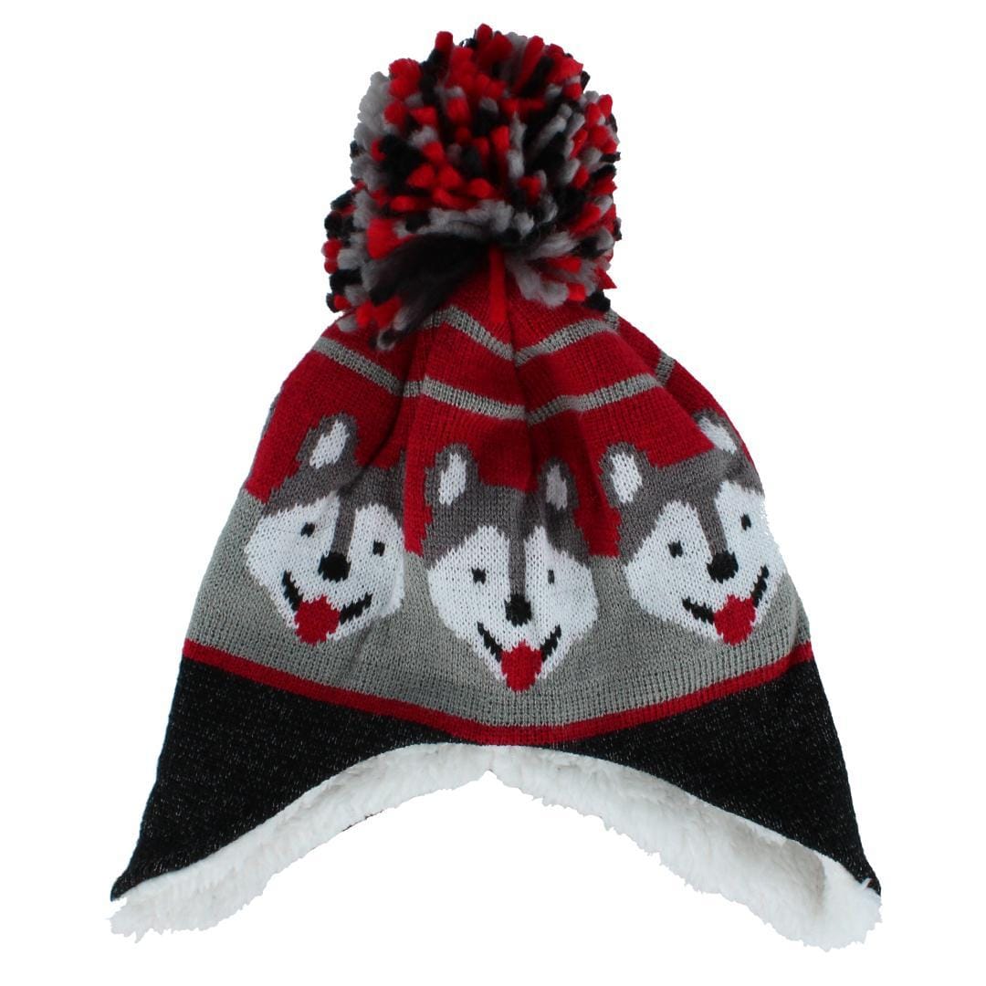 Grand Sierra Boy's Toddler (2-4) Lined Animal Winter Hat with Ear Flaps - Red