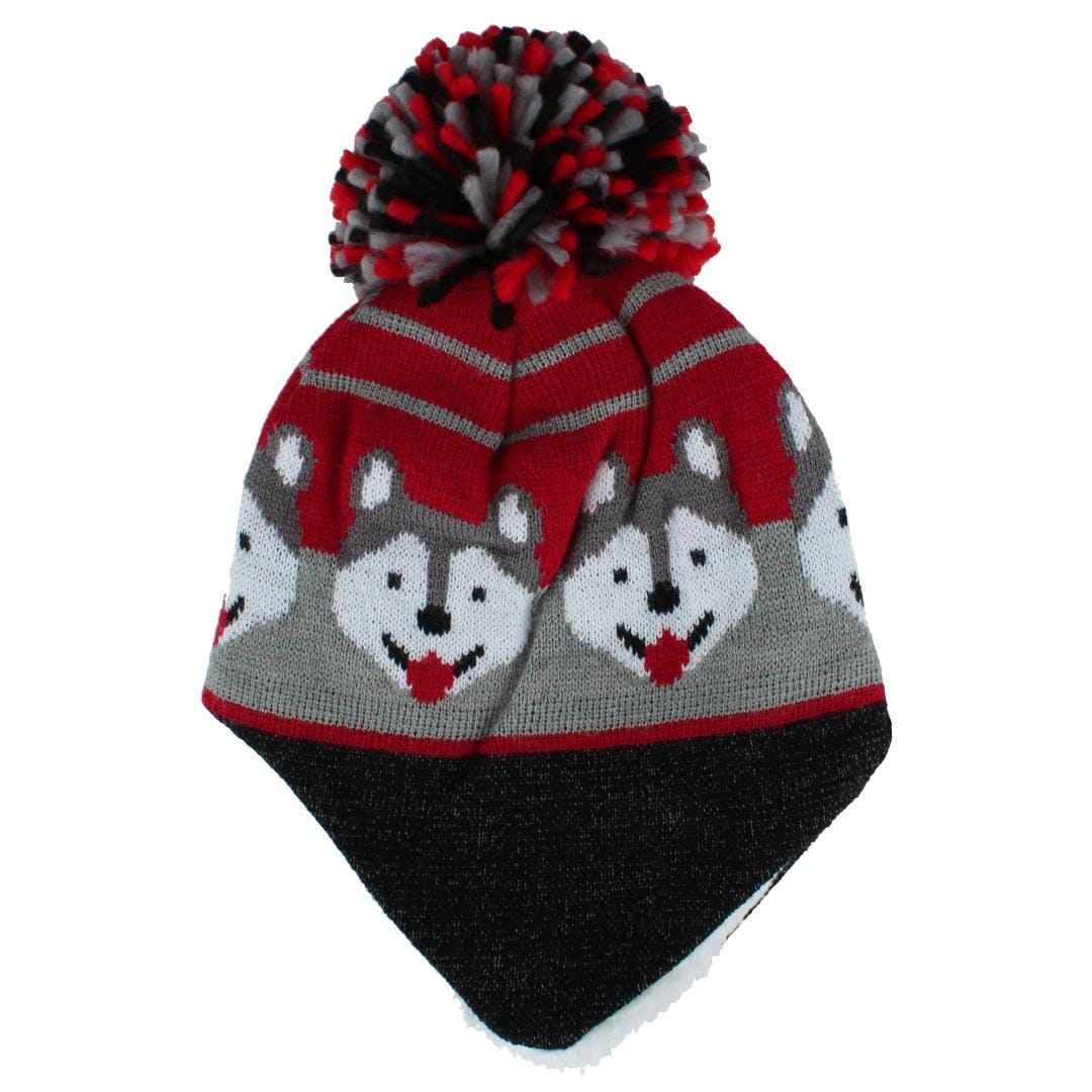 Grand Sierra Boy's Toddler (2-4) Lined Animal Winter Hat with Ear Flaps - Red