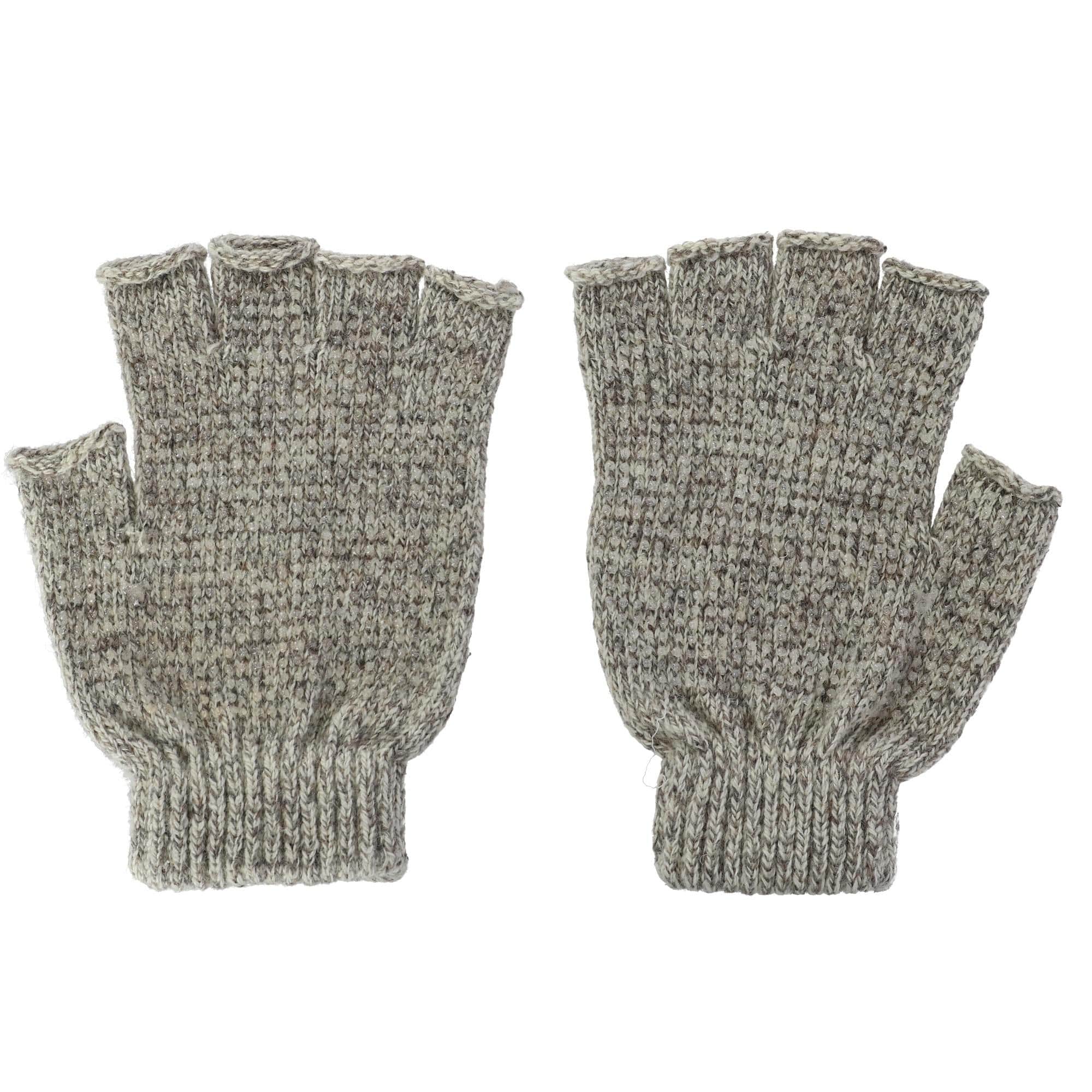 Grand Sierra Men's Raggwool Fingerless Gloves - Natural
