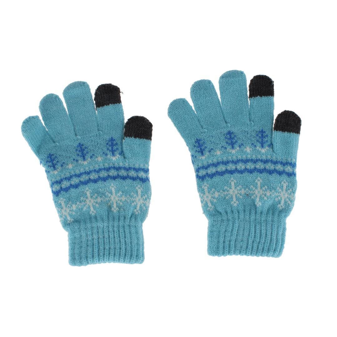 Grand Sierra Girl's One Size Snowflake Pattern Touchscreen Gloves - Blue