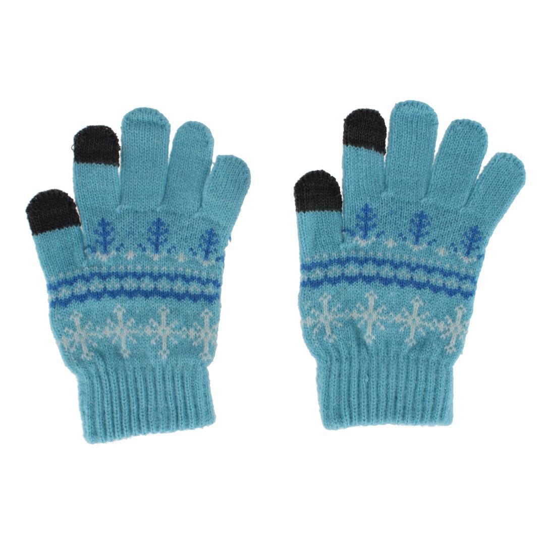 Grand Sierra Girl's One Size Snowflake Pattern Touchscreen Gloves - Blue