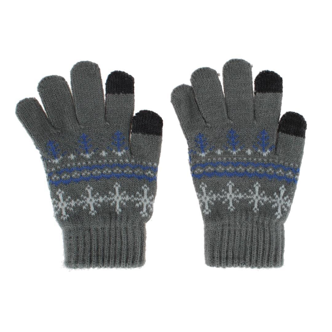 Grand Sierra Girl's One Size Snowflake Pattern Touchscreen Gloves - Gray