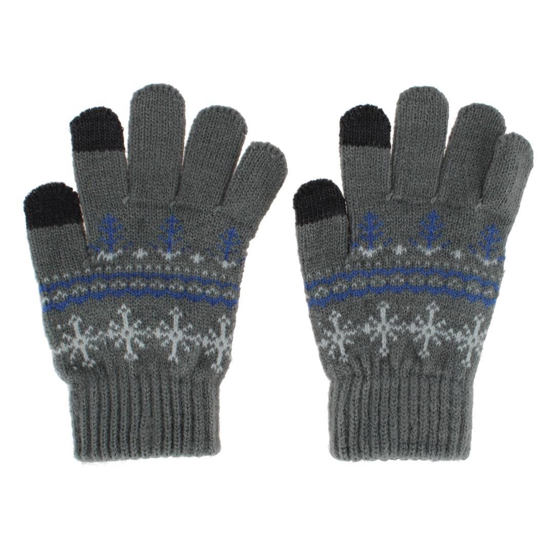 Grand Sierra Girl's One Size Snowflake Pattern Touchscreen Gloves - Gray