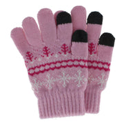 Girl's One Size Snowflake Pattern Touchscreen Gloves
