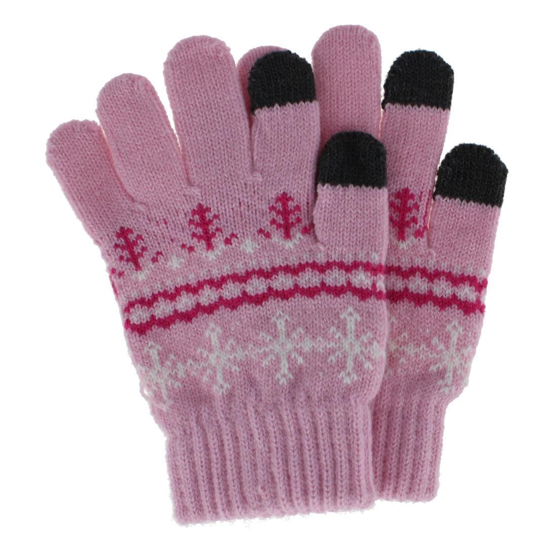 Grand Sierra Girl's One Size Snowflake Pattern Touchscreen Gloves - Girl's One Size Snowflake Pattern Touchscreen Gloves