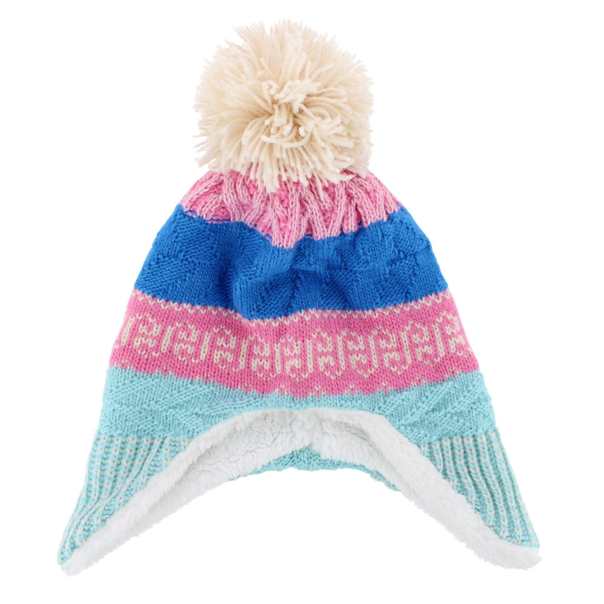 Grand Sierra Toddler (2-4) Lined Striped Winter Hat with Ear Flaps - Blue