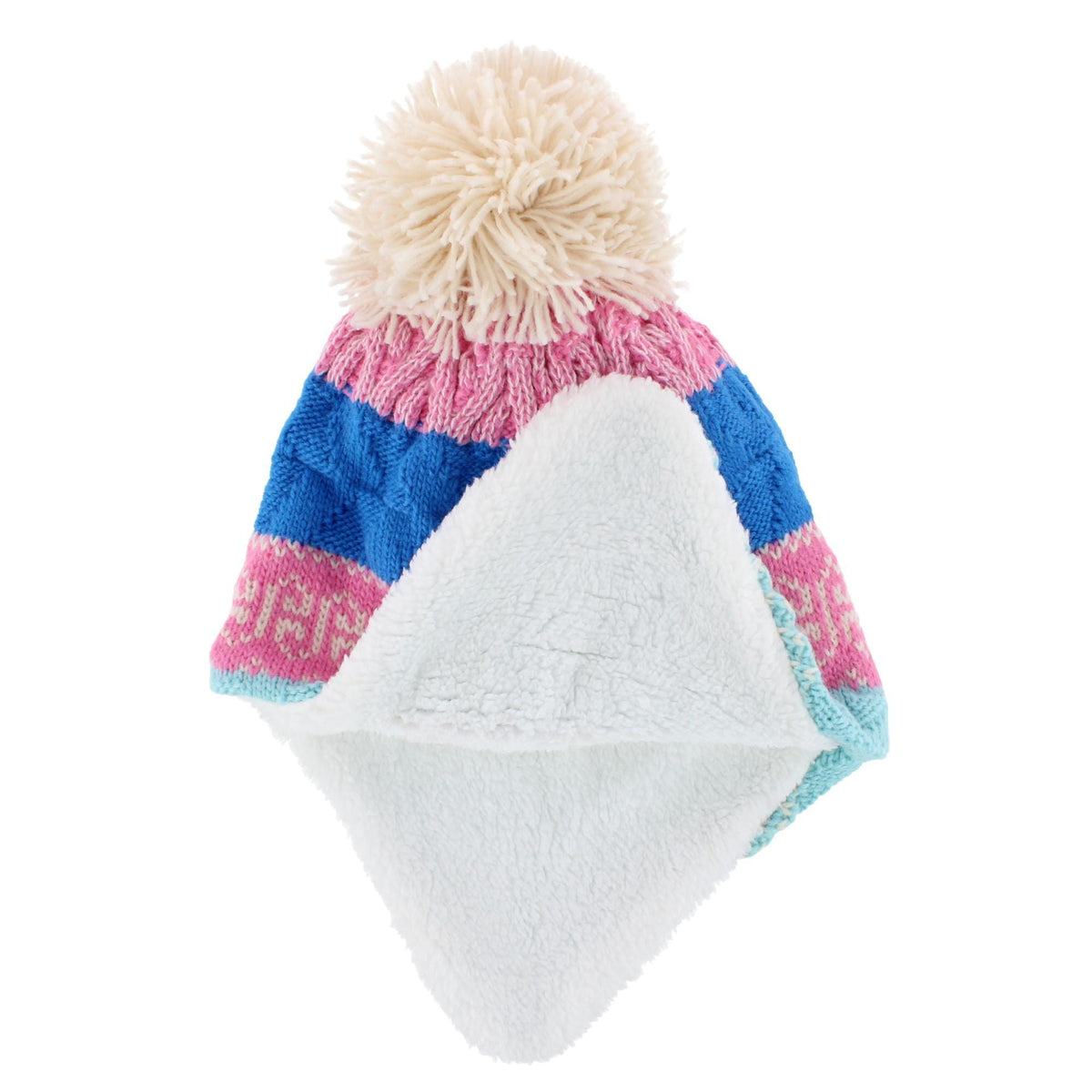 Grand Sierra Toddler (2-4) Lined Striped Winter Hat with Ear Flaps - Blue