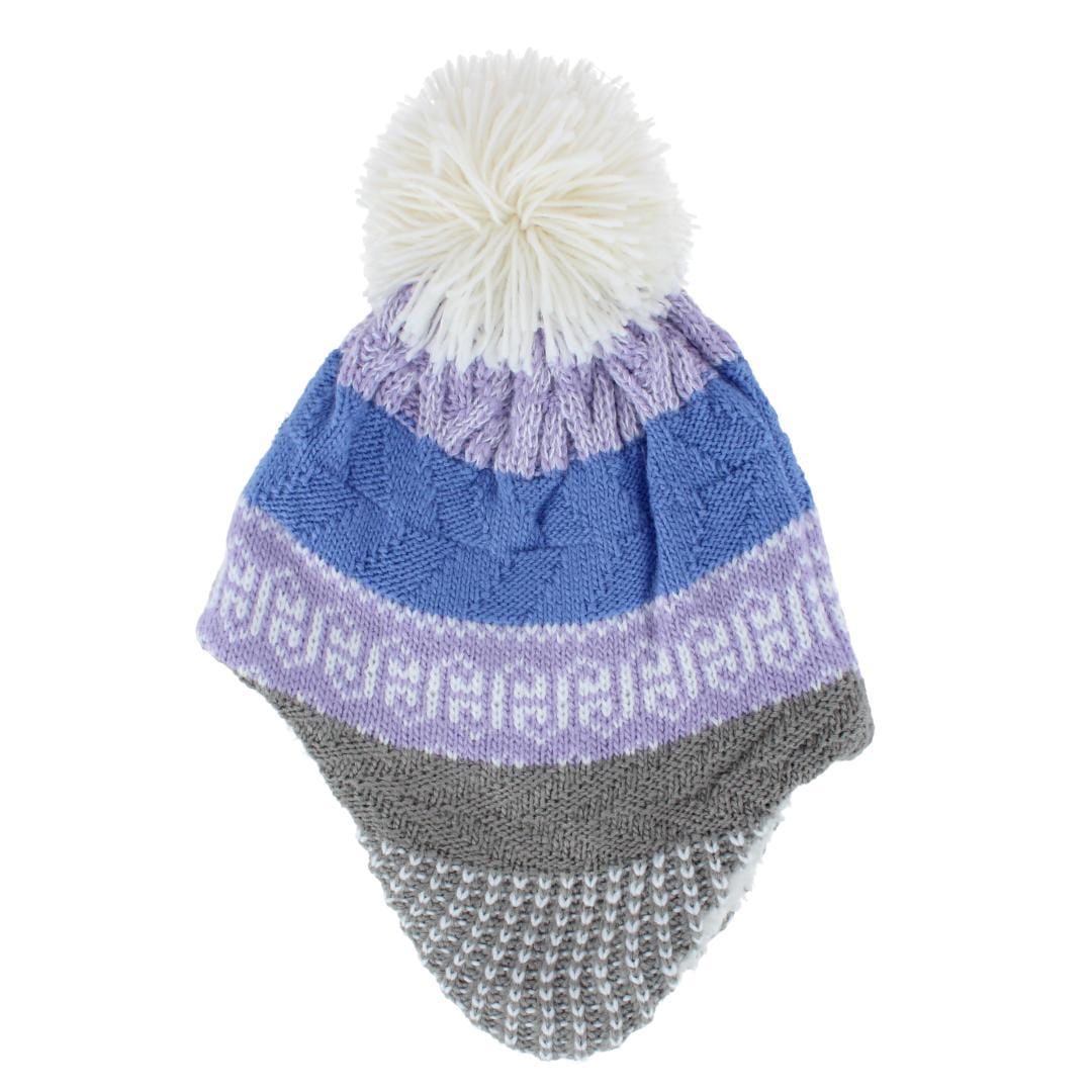 Grand Sierra Toddler (2-4) Lined Striped Winter Hat with Ear Flaps - Purple