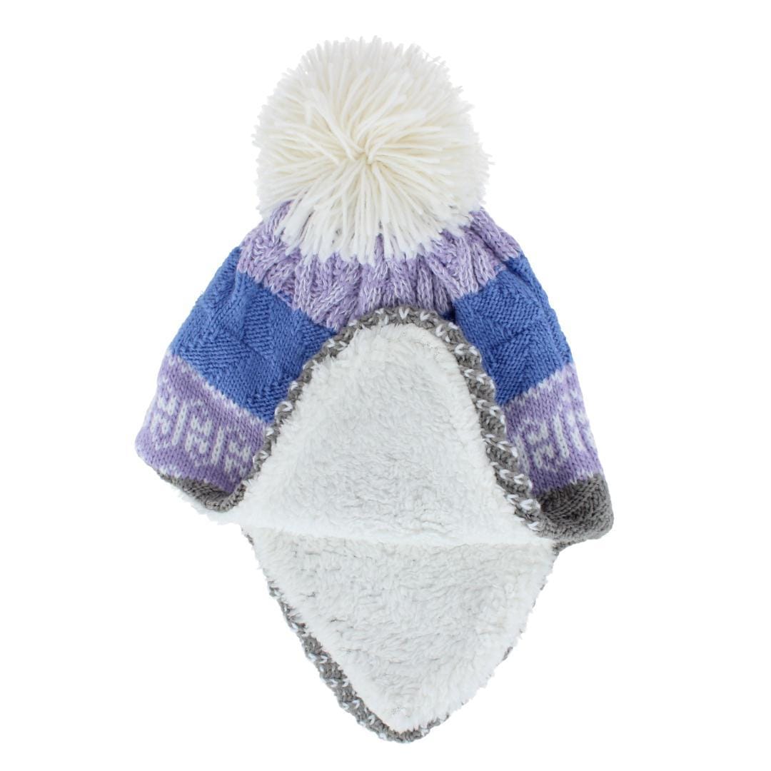 Grand Sierra Toddler (2-4) Lined Striped Winter Hat with Ear Flaps - Purple