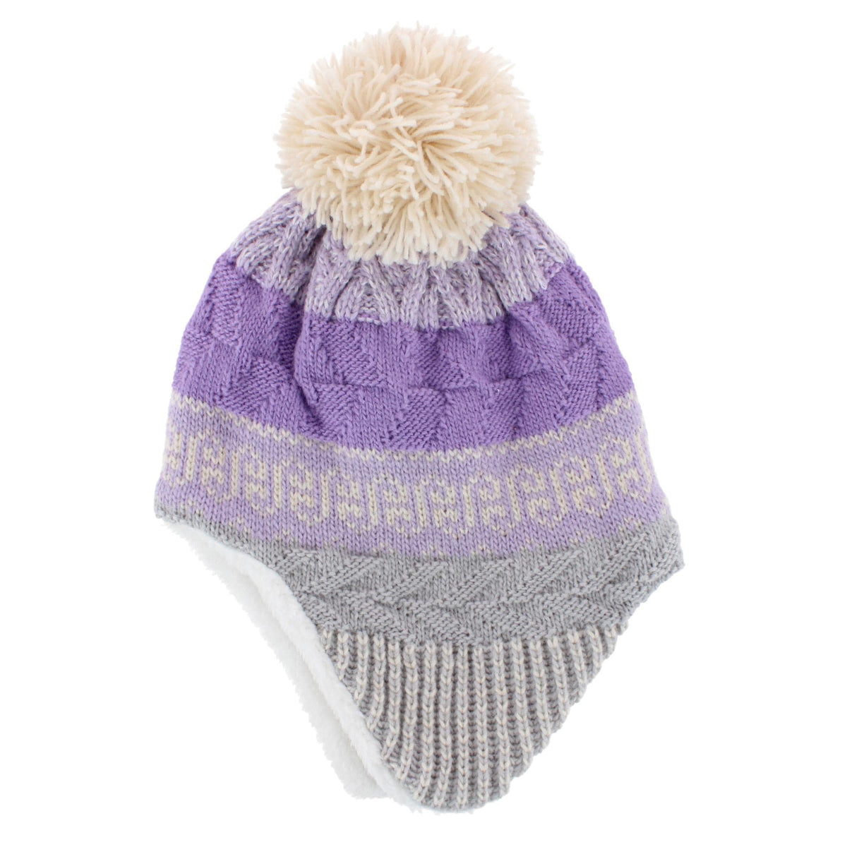 Grand Sierra Toddler (2-4) Lined Striped Winter Hat with Ear Flaps - Purple
