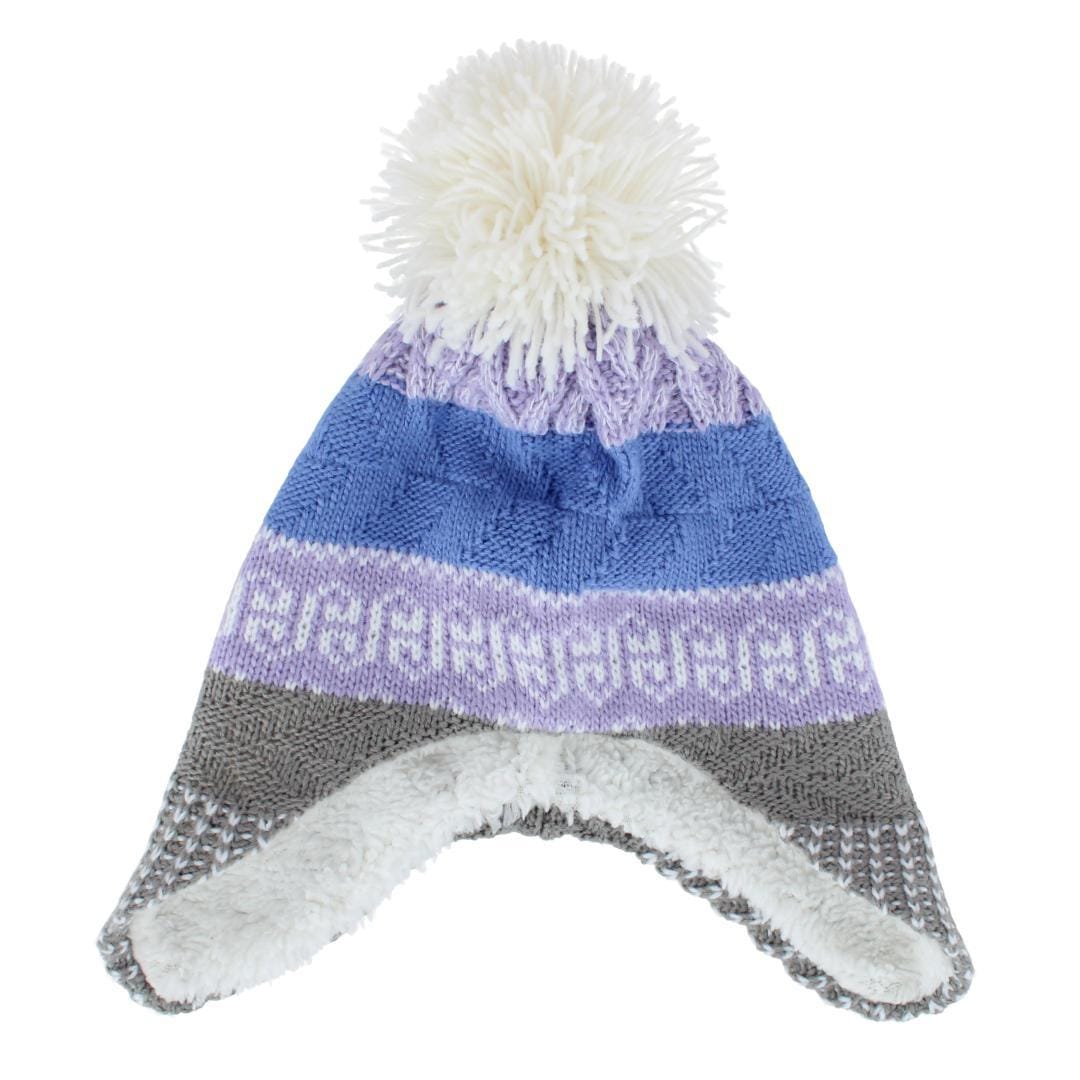 Grand Sierra Toddler (2-4) Lined Striped Winter Hat with Ear Flaps - Purple