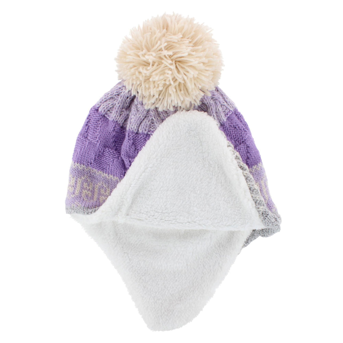 Grand Sierra Toddler (2-4) Lined Striped Winter Hat with Ear Flaps - Purple