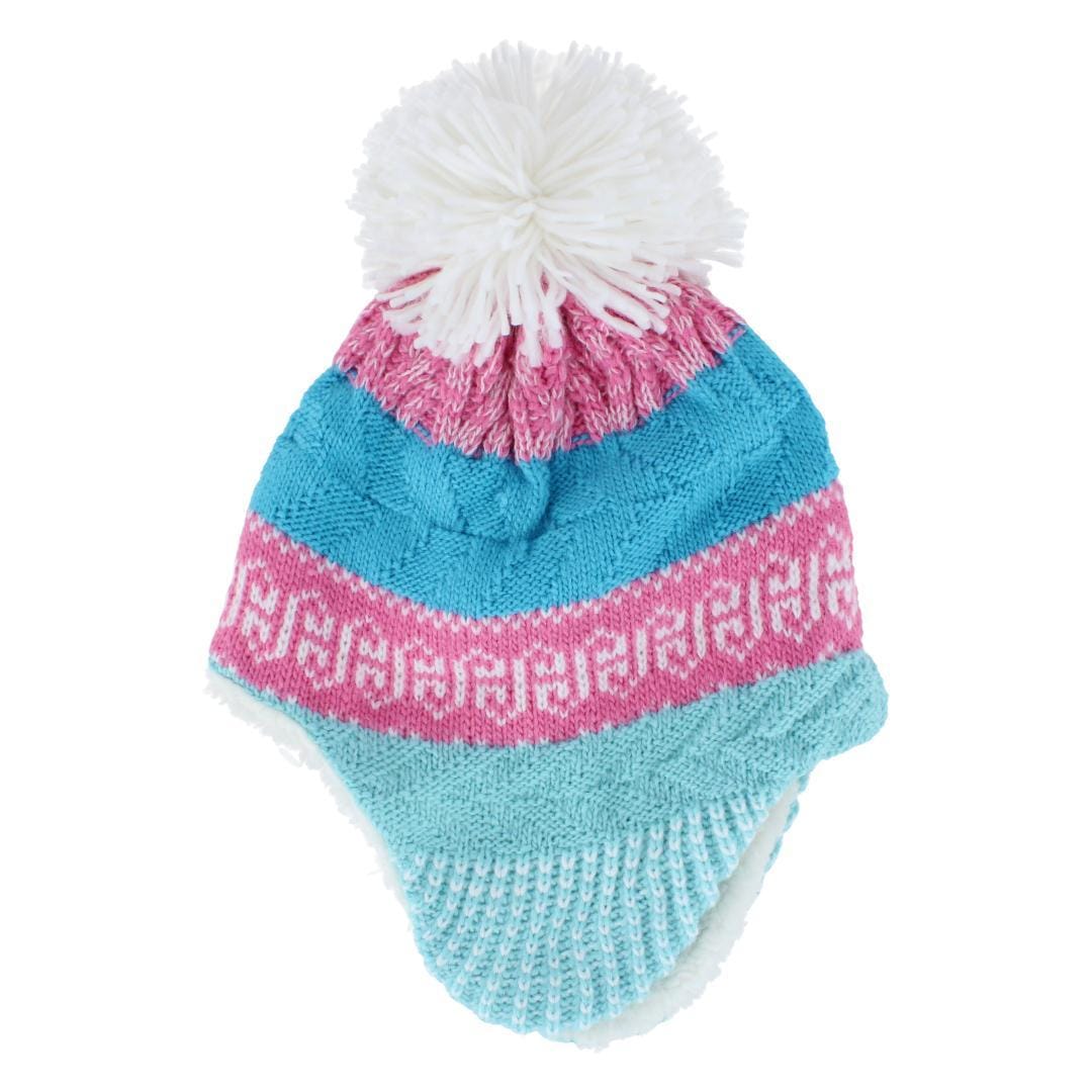 Grand Sierra Toddler (2-4) Lined Striped Winter Hat with Ear Flaps - Toddler (2-4) Lined Striped Winter Hat with Ear Flaps
