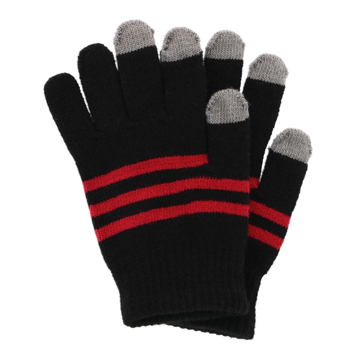 Grand Sierra Kids' One Size Striped Touchscreen Winter Glove - Black