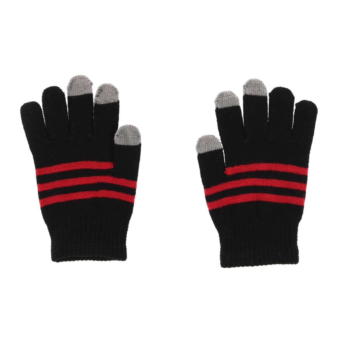 Grand Sierra Kids' One Size Striped Touchscreen Winter Glove - Black