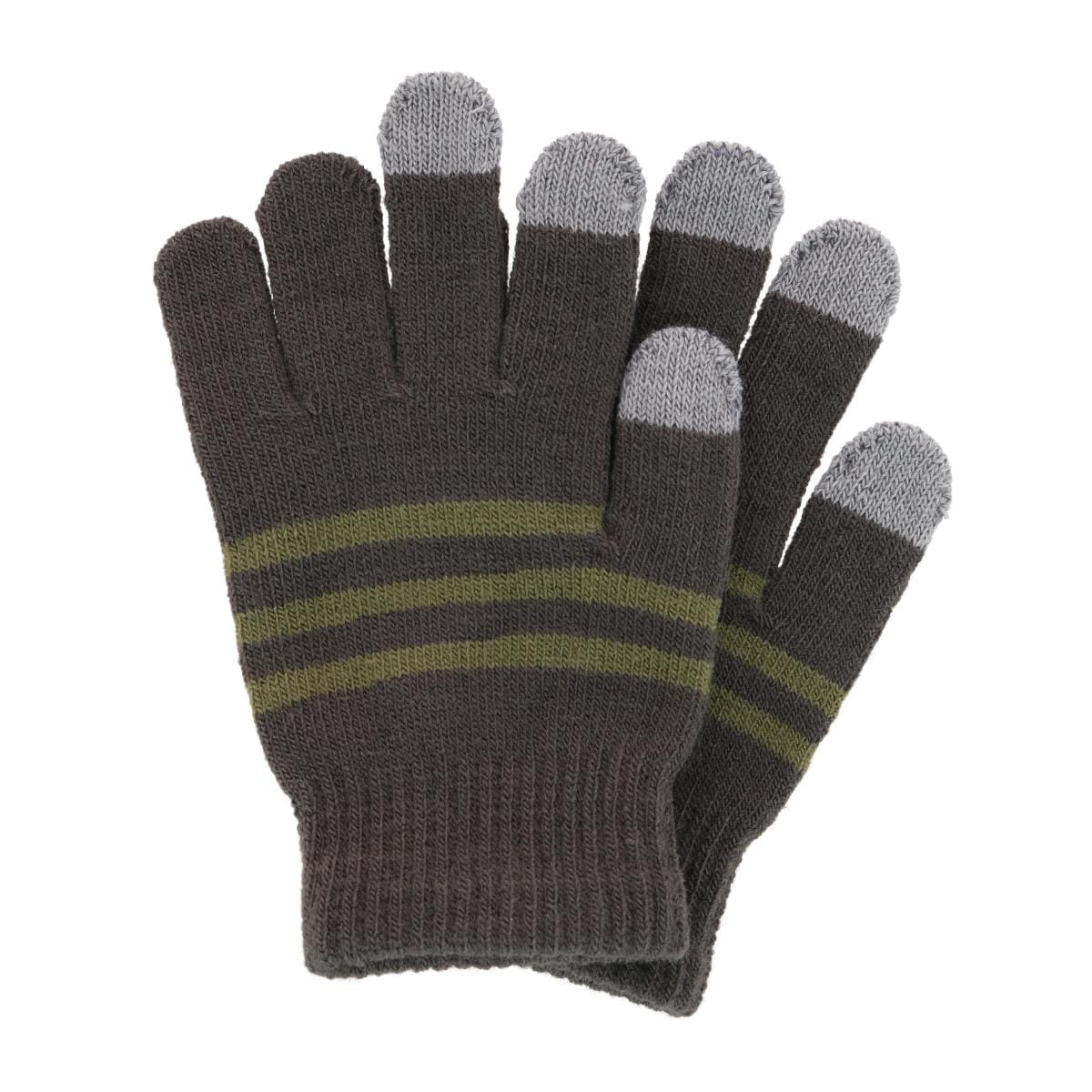 Grand Sierra Kids' One Size Striped Touchscreen Winter Glove - Dark Gray
